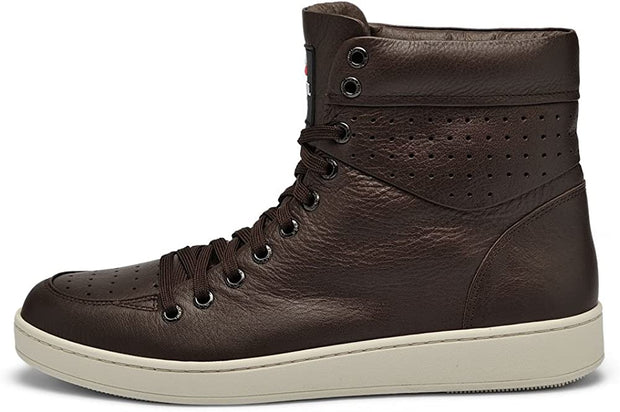 TRAVEL FOX Unisex Nappa Leather Round Toe Lace-Up High-Tops