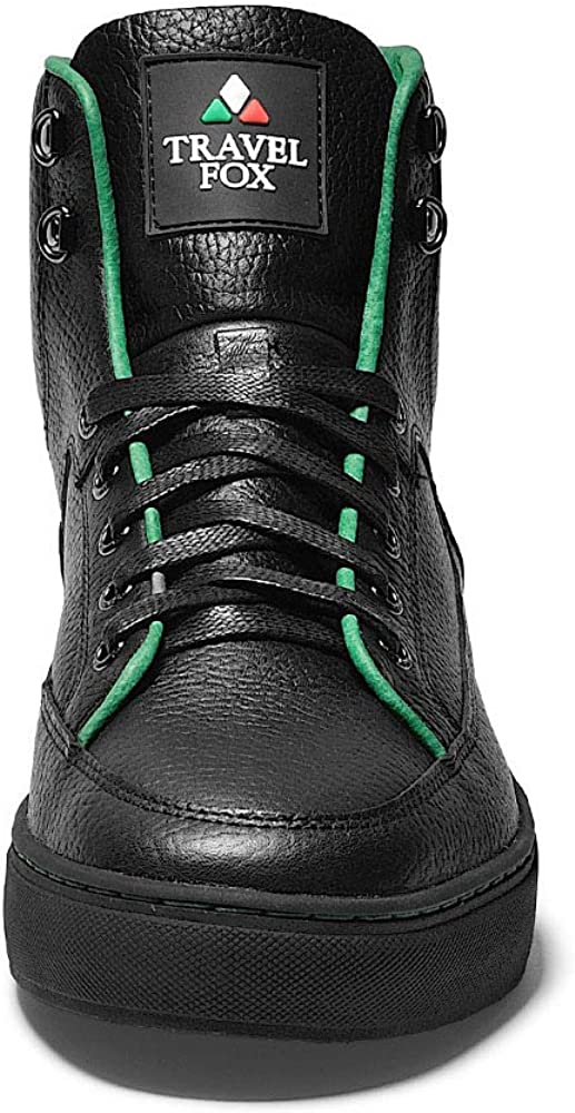 TRAVEL FOX Men's Jay Nappa Leather Round Toe Lace-Up High-Tops